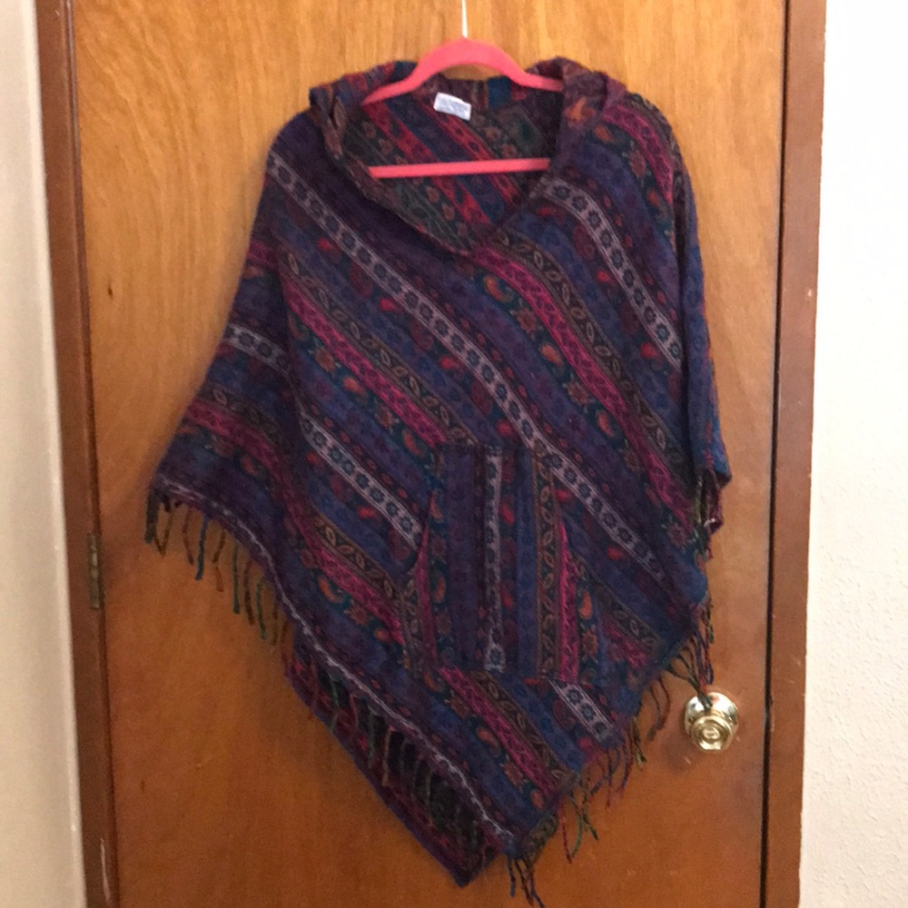 Hooded Hippie Poncho with Pockets
